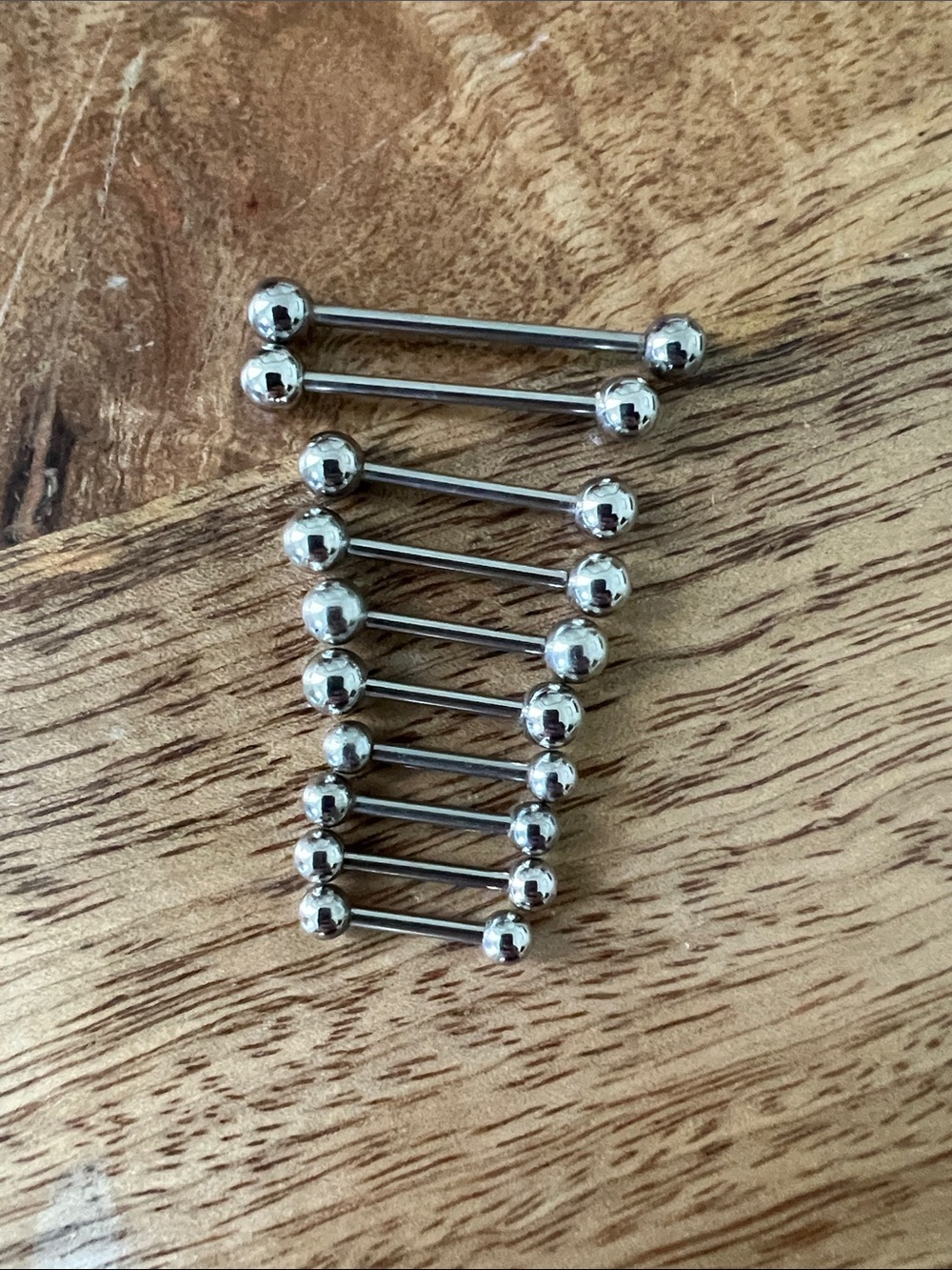 Set of Stainless Steel Barbell Tongue Rings - Silver